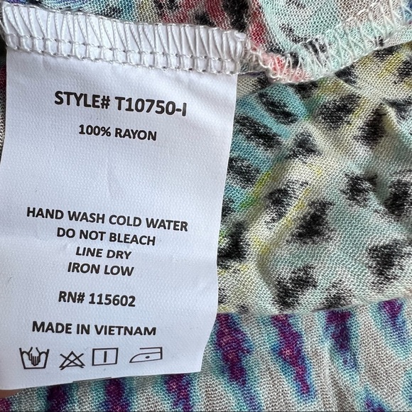 Lush Tunic Tank Taupe‎ Top Multicolor Print Size S Spaghetti Strap - Picture 6 of 8